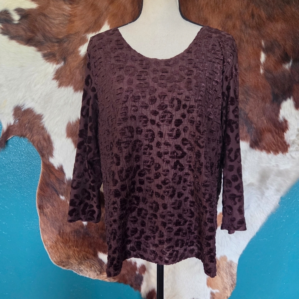 RAFAEL Deep Brown Textured Blouse